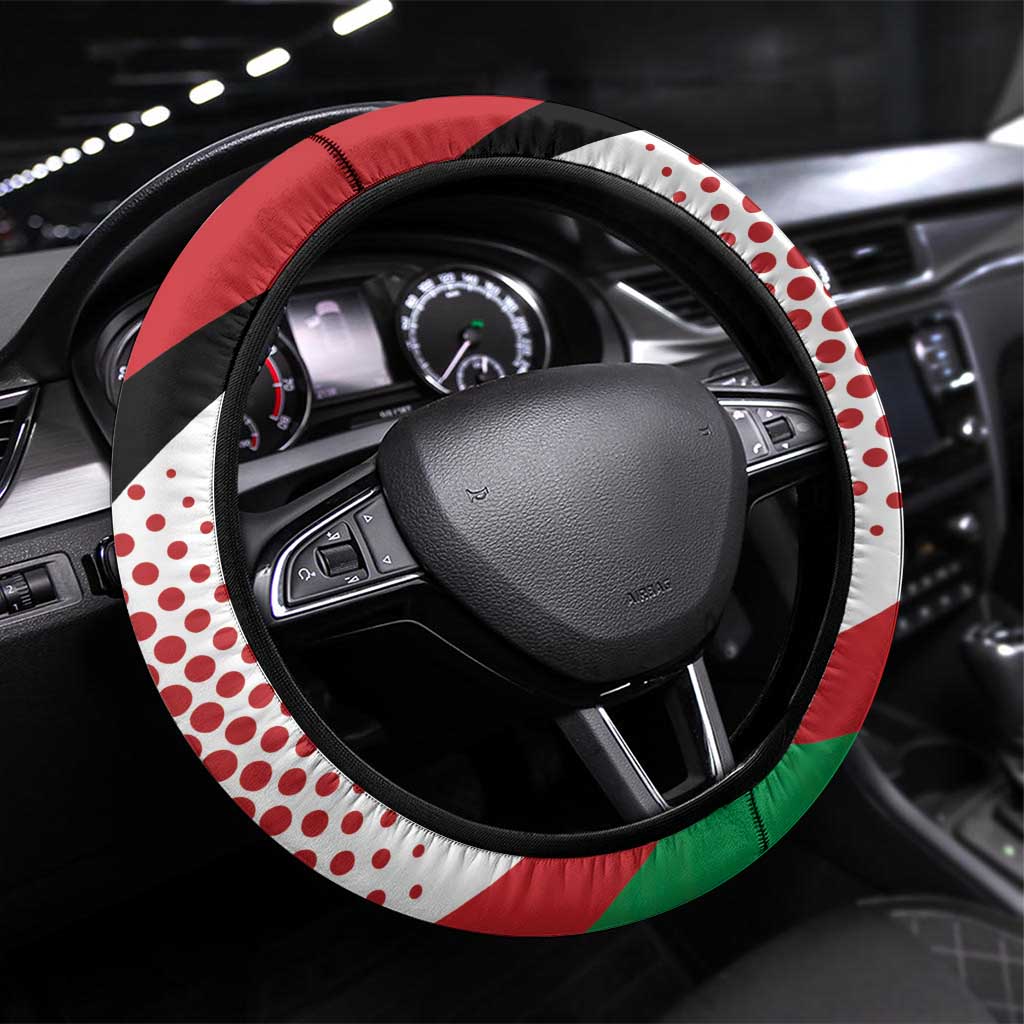 Palestine Steering Wheel Cover Mountain Gazelle With Faqqua Iris - Wonder Print Shop