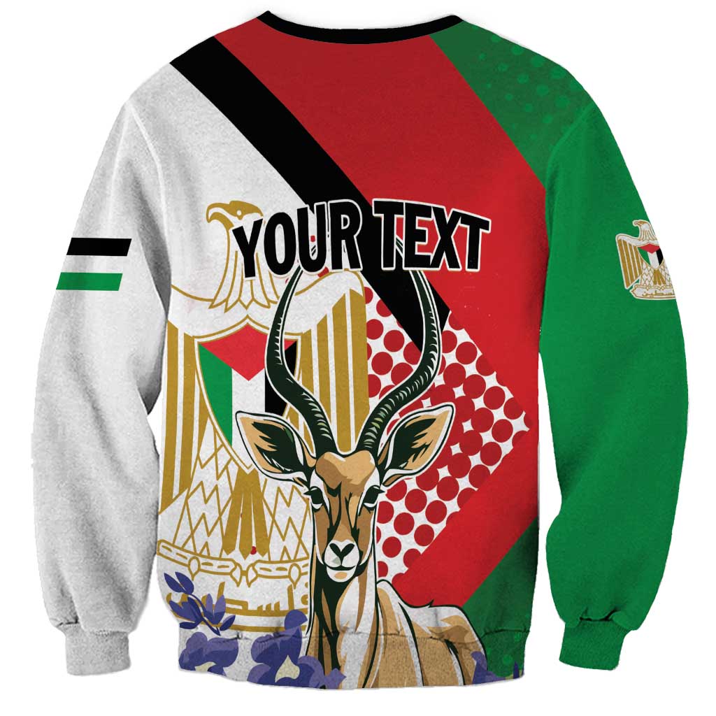 Personalized Palestine Sweatshirt Mountain Gazelle With Faqqua Iris - Wonder Print Shop