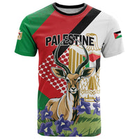 Personalized Palestine T Shirt Mountain Gazelle With Faqqua Iris - Wonder Print Shop