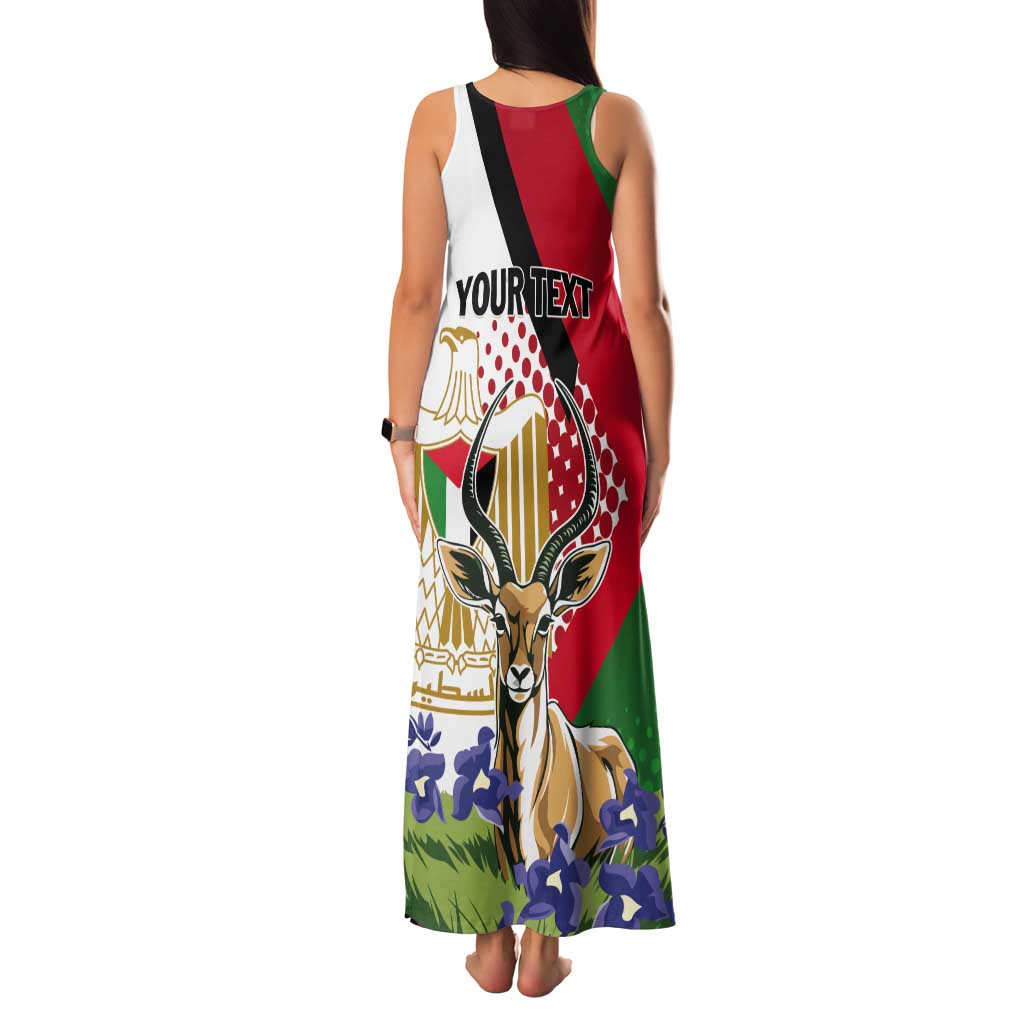 Personalized Palestine Tank Maxi Dress Mountain Gazelle With Faqqua Iris - Wonder Print Shop
