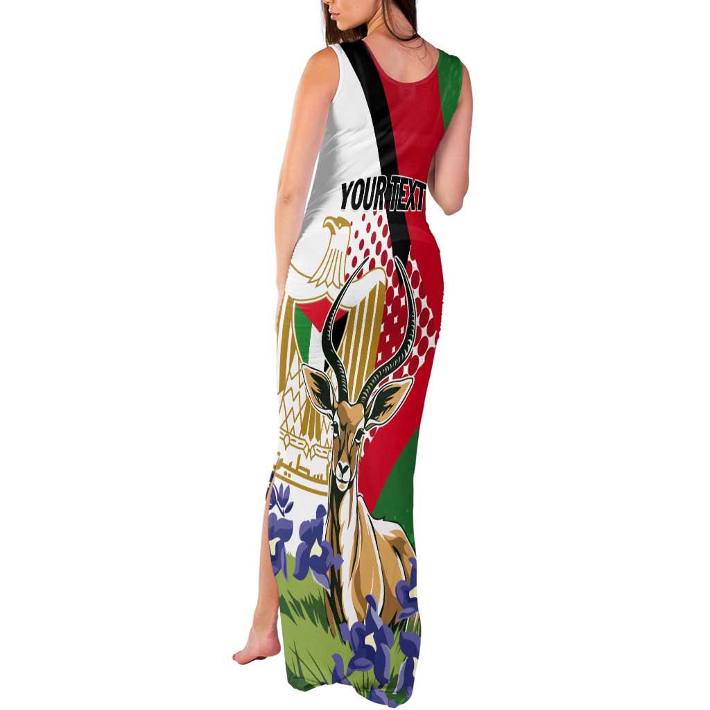 Personalized Palestine Tank Maxi Dress Mountain Gazelle With Faqqua Iris - Wonder Print Shop