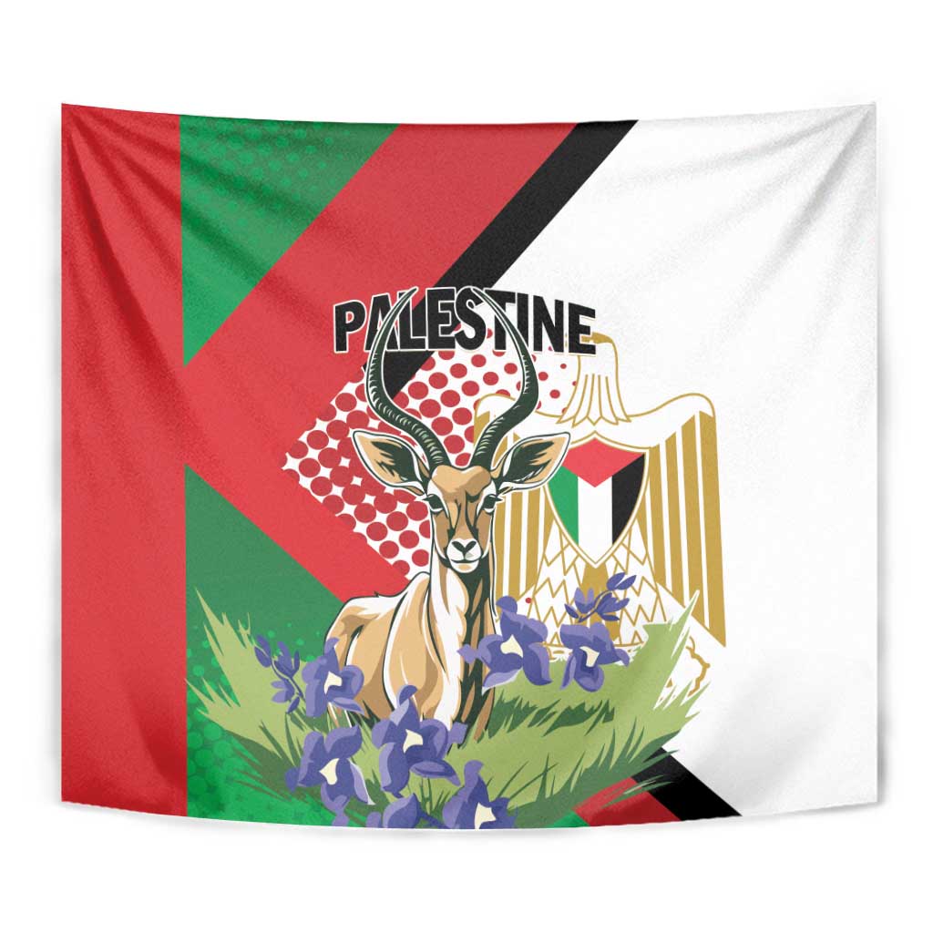 Palestine Tapestry Mountain Gazelle With Faqqua Iris - Wonder Print Shop