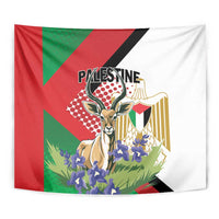 Palestine Tapestry Mountain Gazelle With Faqqua Iris - Wonder Print Shop