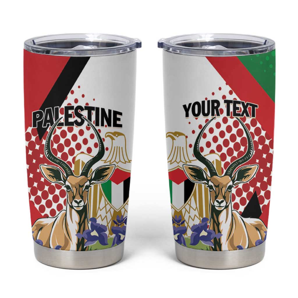 Personalized Palestine Tumbler Cup Mountain Gazelle With Faqqua Iris - Wonder Print Shop
