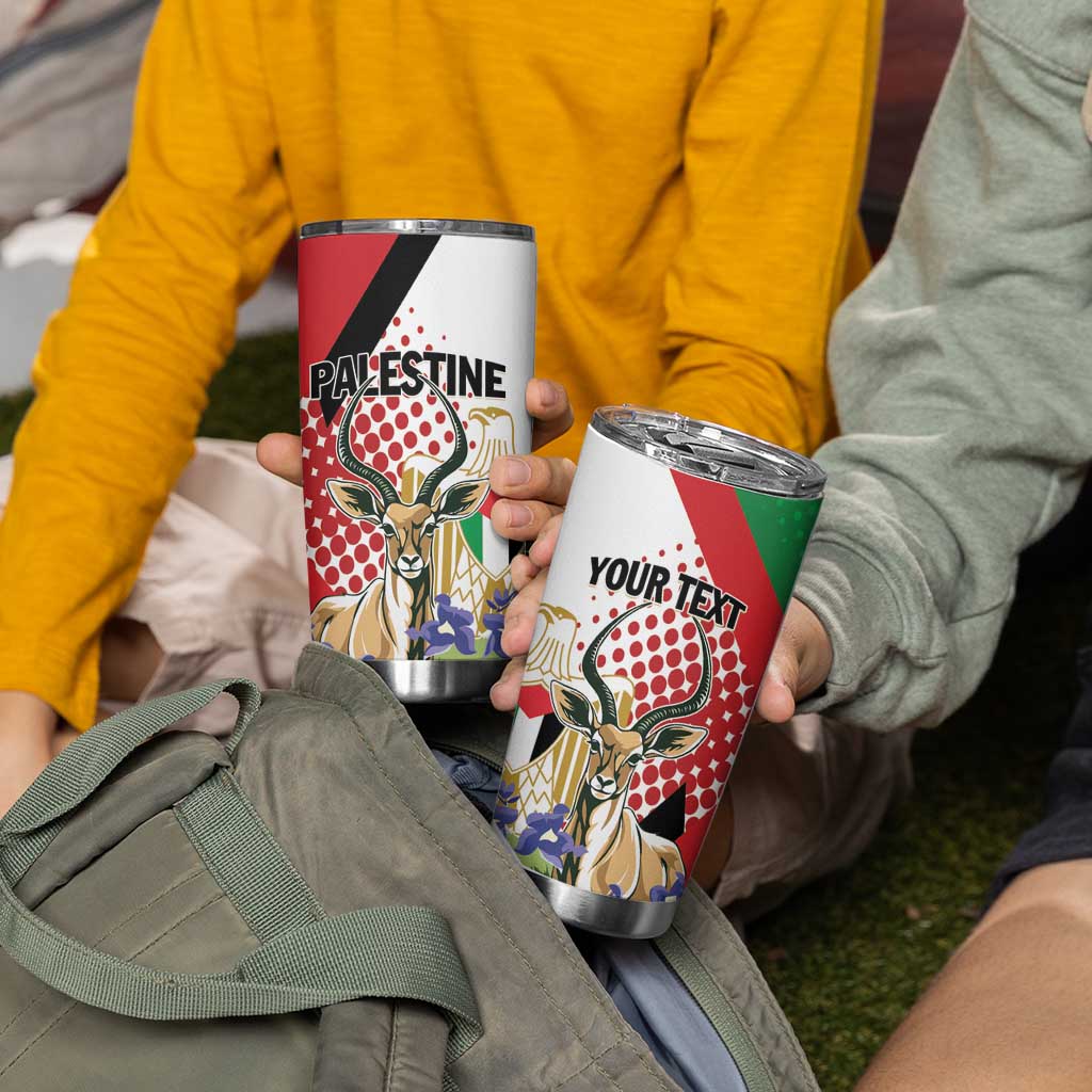 Personalized Palestine Tumbler Cup Mountain Gazelle With Faqqua Iris - Wonder Print Shop