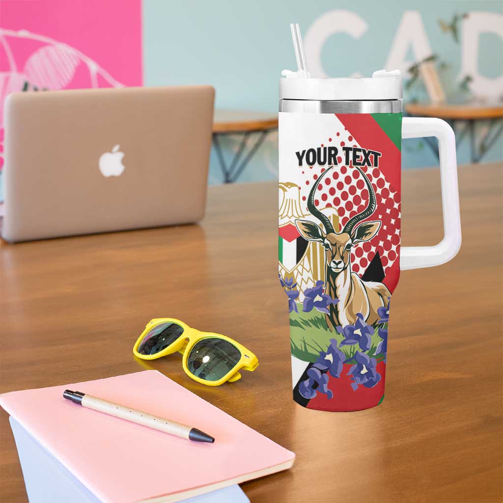 Personalized Palestine Tumbler With Handle Mountain Gazelle With Faqqua Iris - Wonder Print Shop