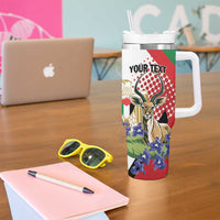 Personalized Palestine Tumbler With Handle Mountain Gazelle With Faqqua Iris - Wonder Print Shop