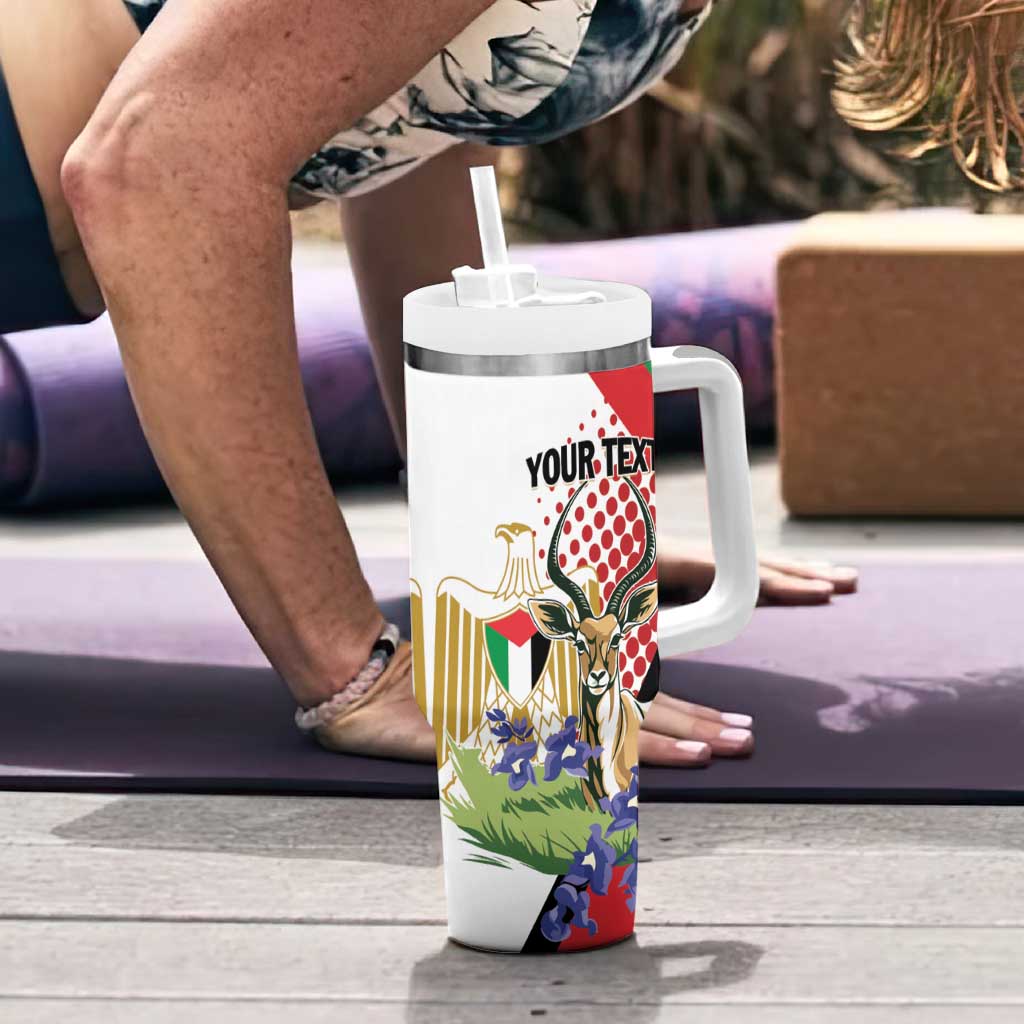 Personalized Palestine Tumbler With Handle Mountain Gazelle With Faqqua Iris - Wonder Print Shop