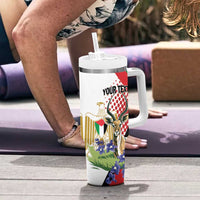 Personalized Palestine Tumbler With Handle Mountain Gazelle With Faqqua Iris - Wonder Print Shop