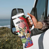 Personalized Palestine Tumbler With Handle Mountain Gazelle With Faqqua Iris - Wonder Print Shop
