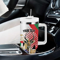 Personalized Palestine Tumbler With Handle Mountain Gazelle With Faqqua Iris - Wonder Print Shop