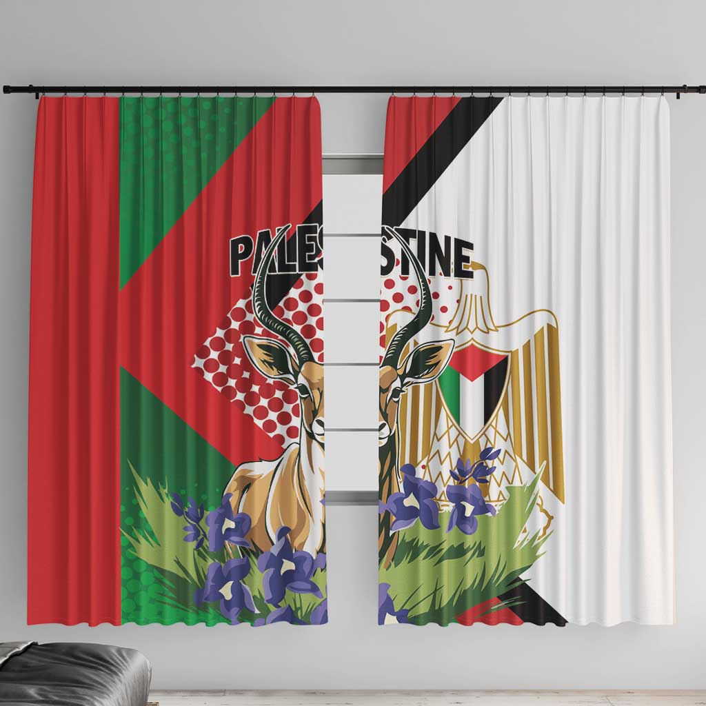 Palestine Window Curtain Mountain Gazelle With Faqqua Iris - Wonder Print Shop
