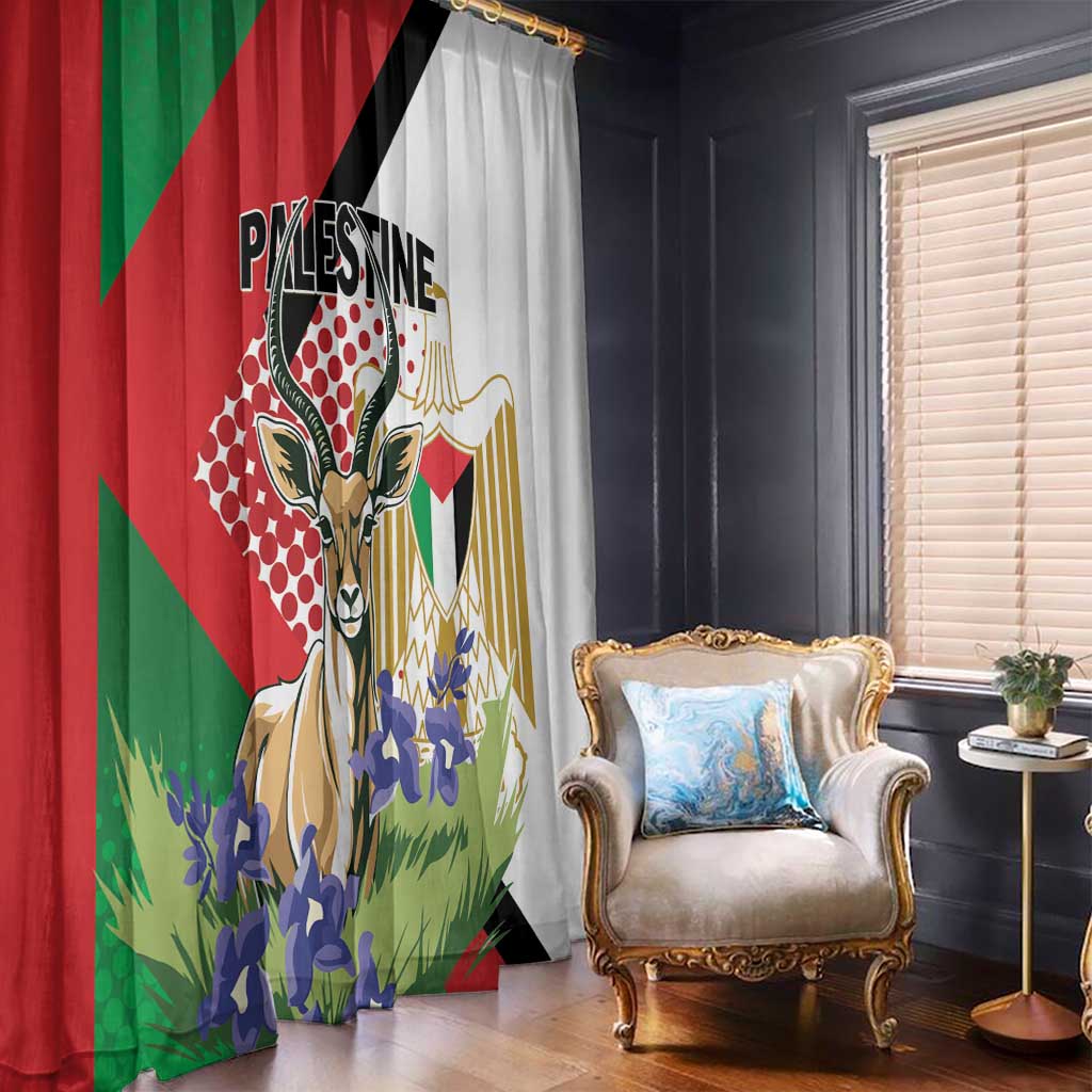 Palestine Window Curtain Mountain Gazelle With Faqqua Iris - Wonder Print Shop