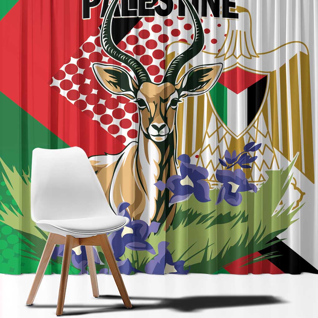 Palestine Window Curtain Mountain Gazelle With Faqqua Iris - Wonder Print Shop