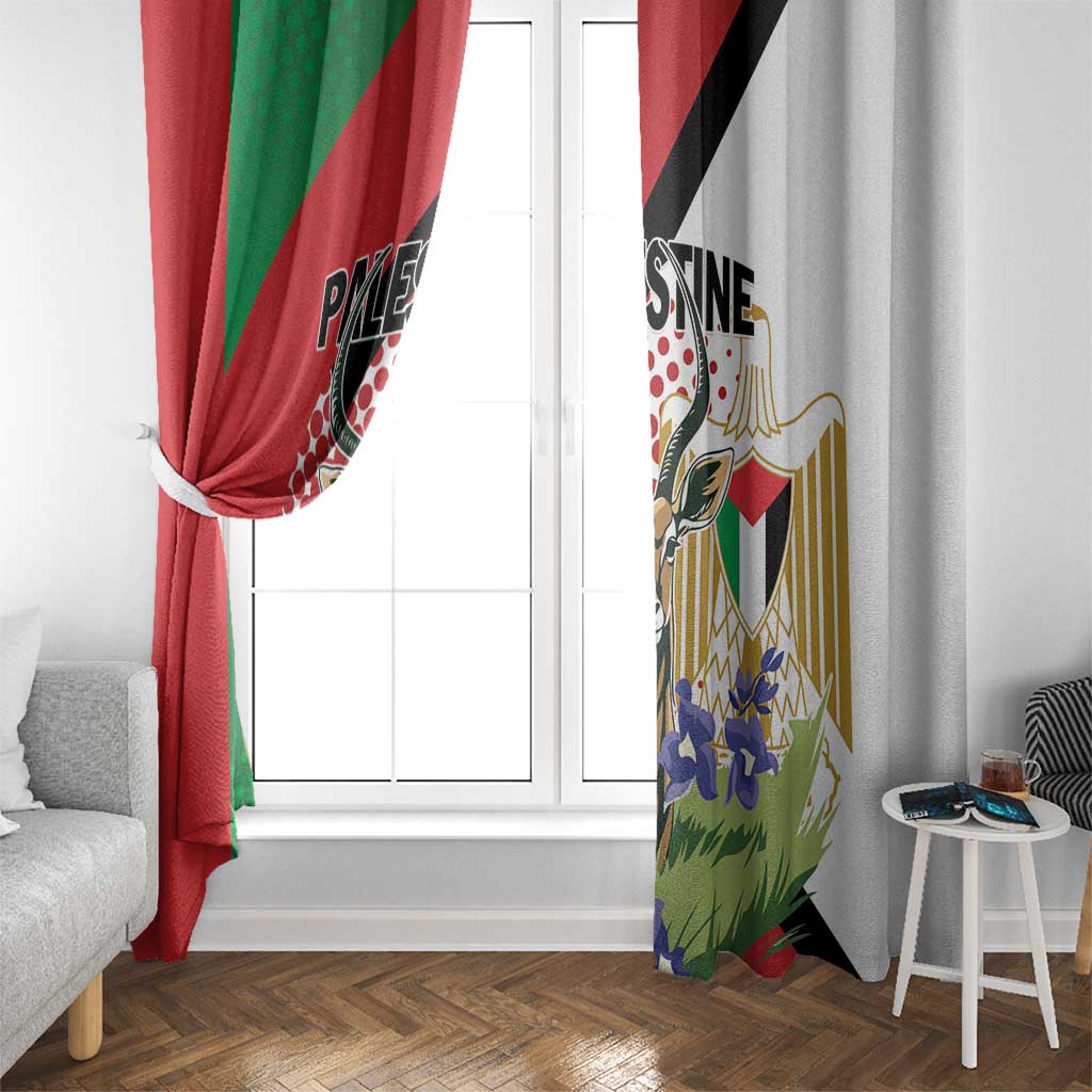 Palestine Window Curtain Mountain Gazelle With Faqqua Iris - Wonder Print Shop