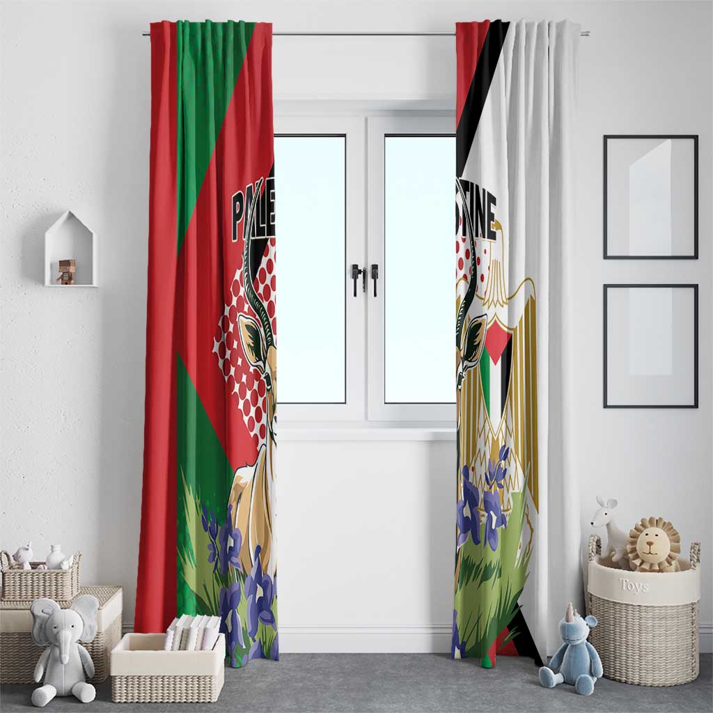 Palestine Window Curtain Mountain Gazelle With Faqqua Iris - Wonder Print Shop