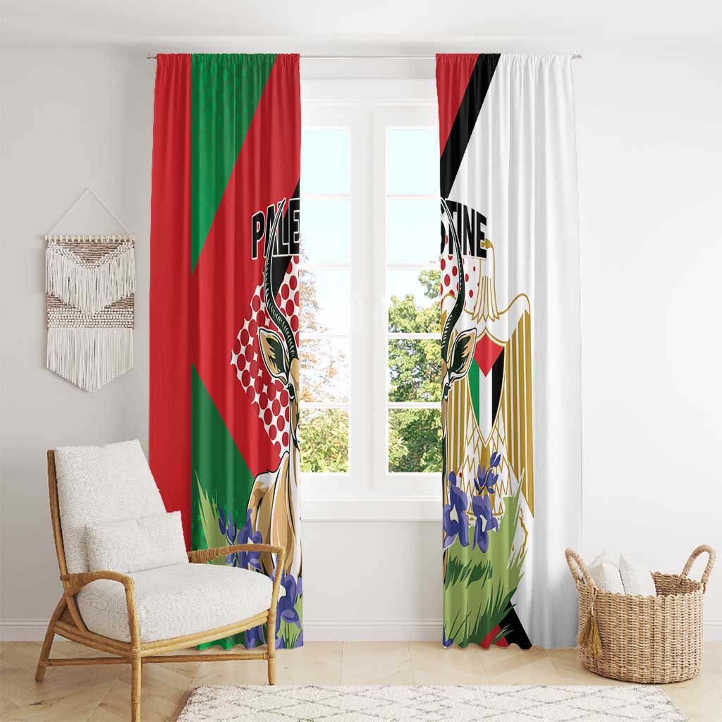 Palestine Window Curtain Mountain Gazelle With Faqqua Iris - Wonder Print Shop
