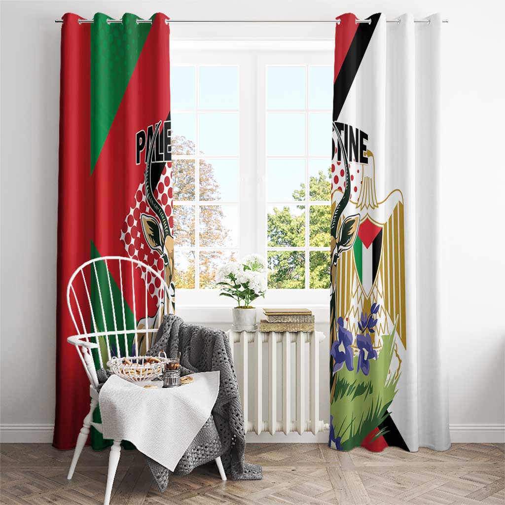 Palestine Window Curtain Mountain Gazelle With Faqqua Iris - Wonder Print Shop