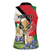 Personalized Palestine Women Sleeveless Polo Shirt Mountain Gazelle With Faqqua Iris - Wonder Print Shop