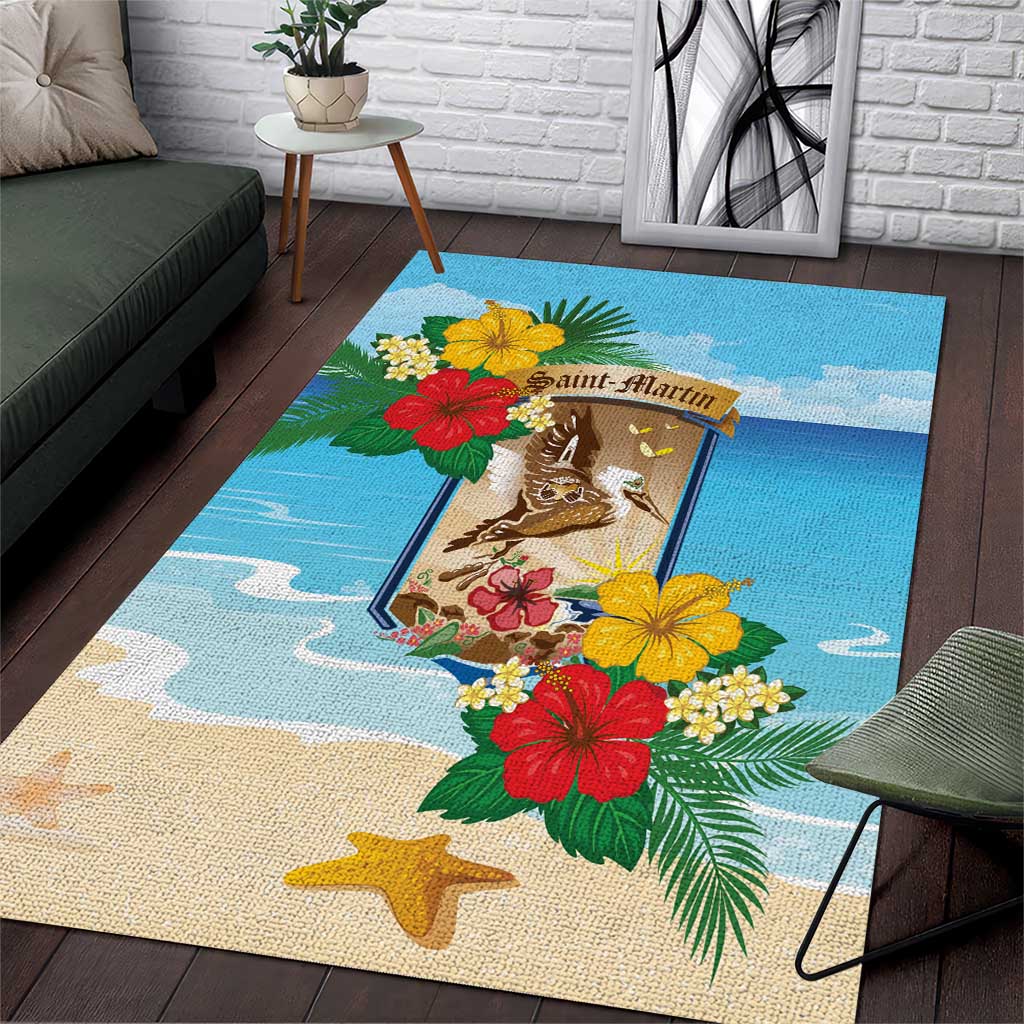 Collectivity of Saint Martin Area Rug Hibiscus Flowers Tropical Beach - Wonder Print Shop