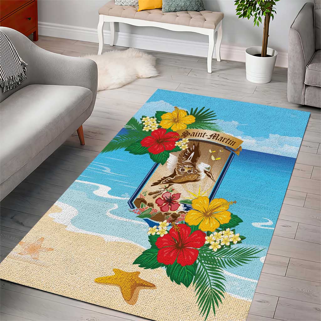 Collectivity of Saint Martin Area Rug Hibiscus Flowers Tropical Beach - Wonder Print Shop