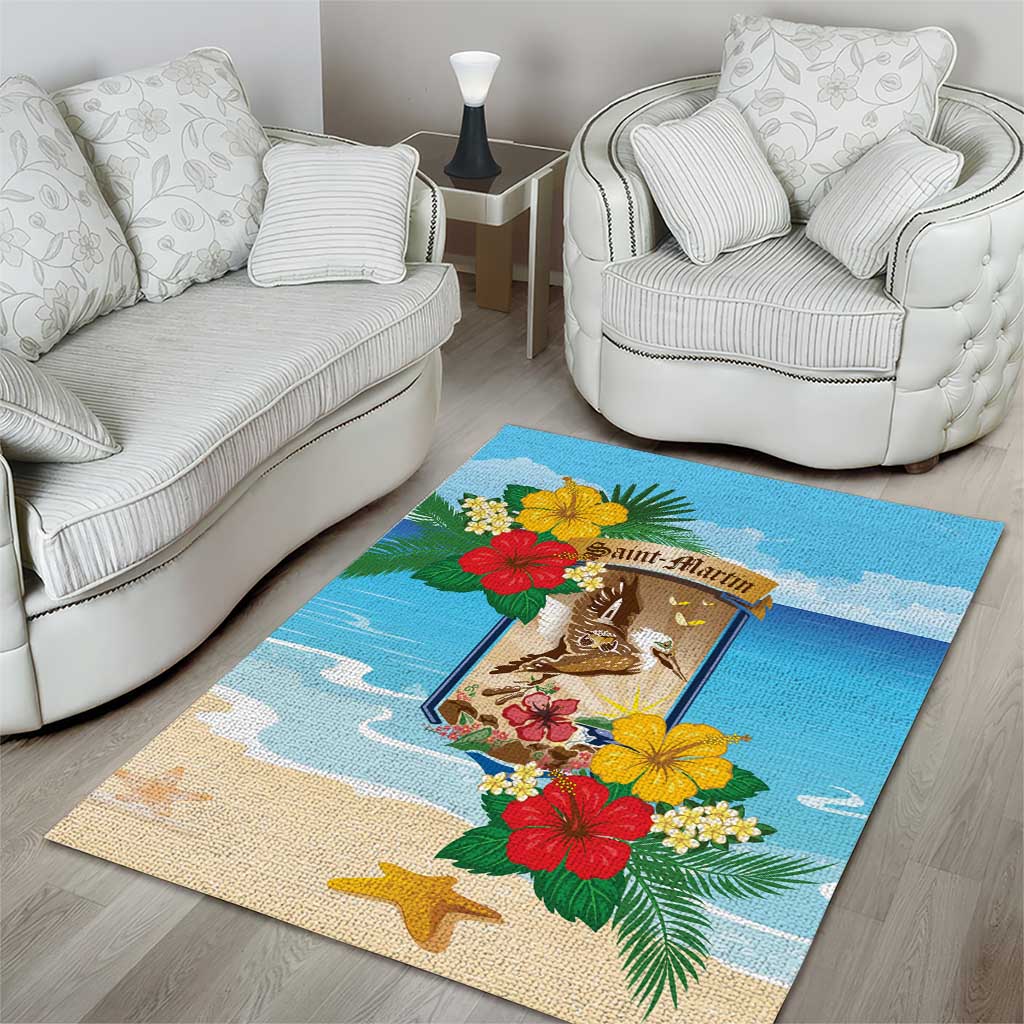 Collectivity of Saint Martin Area Rug Hibiscus Flowers Tropical Beach - Wonder Print Shop
