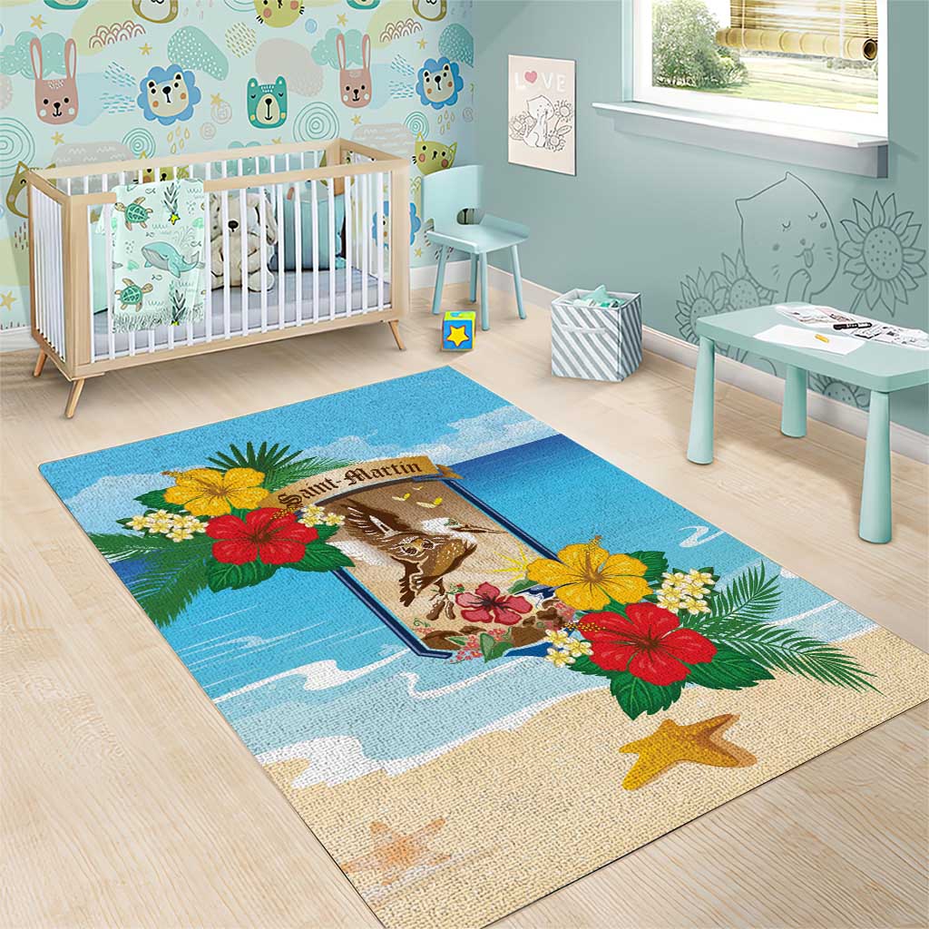Collectivity of Saint Martin Area Rug Hibiscus Flowers Tropical Beach - Wonder Print Shop