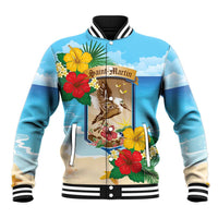 Personalized Collectivity of Saint Martin Baseball Jacket Hibiscus Flowers Tropical Beach - Wonder Print Shop