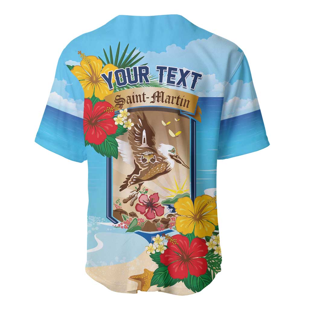 Personalized Collectivity of Saint Martin Baseball Jersey Hibiscus Flowers Tropical Beach - Wonder Print Shop