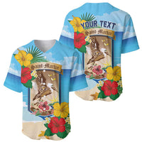 Personalized Collectivity of Saint Martin Baseball Jersey Hibiscus Flowers Tropical Beach - Wonder Print Shop