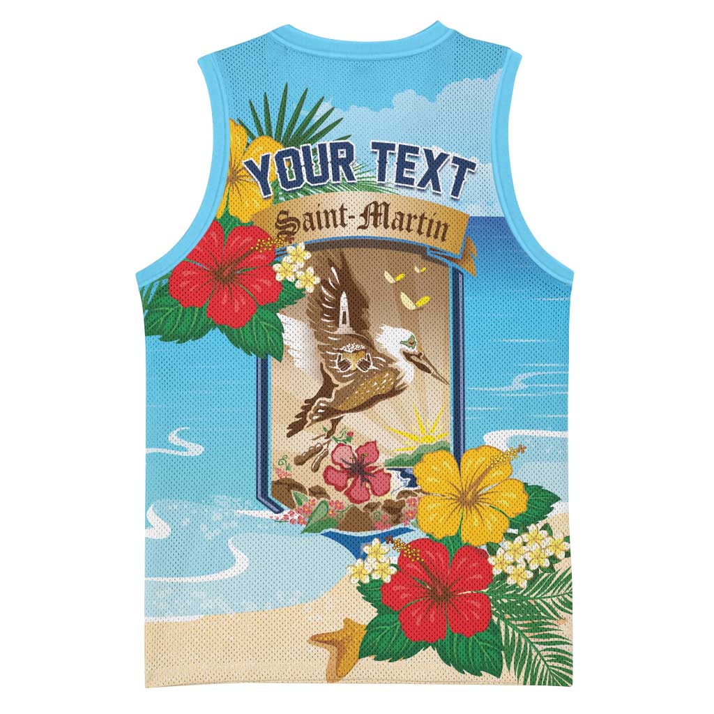 Personalized Collectivity of Saint Martin Basketball Jersey Hibiscus Flowers Tropical Beach - Wonder Print Shop
