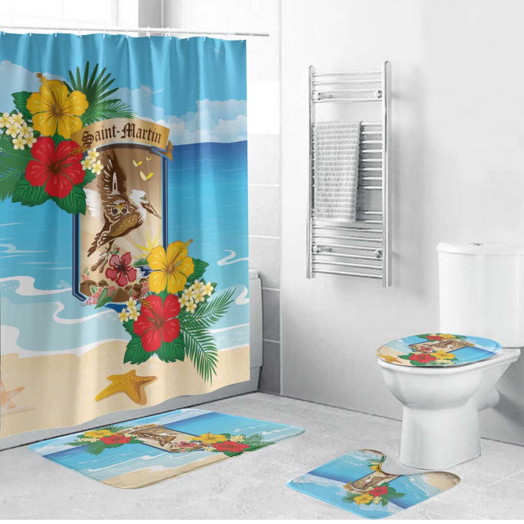 Collectivity of Saint Martin Bathroom Set Hibiscus Flowers Tropical Beach - Wonder Print Shop
