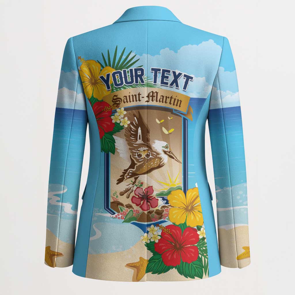 Personalized Collectivity of Saint Martin Blazer Hibiscus Flowers Tropical Beach - Wonder Print Shop