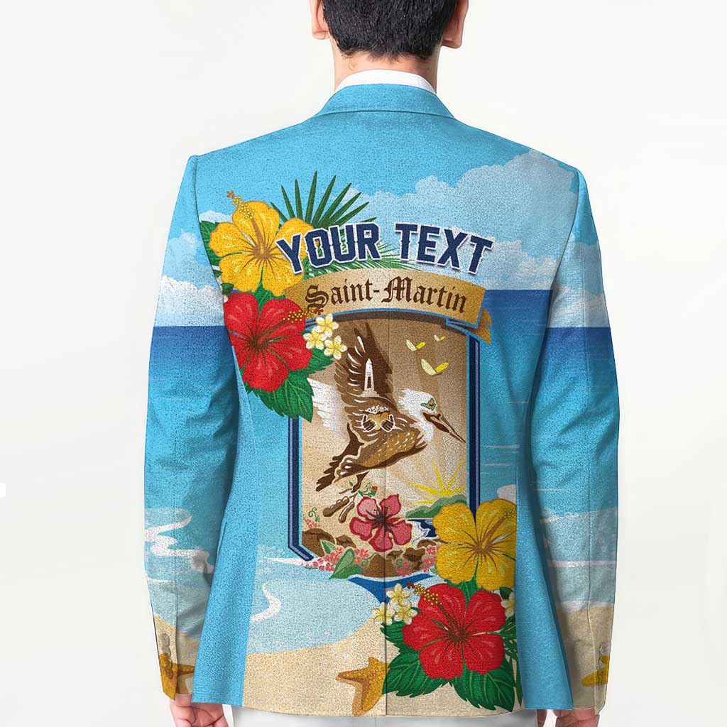 Personalized Collectivity of Saint Martin Blazer Hibiscus Flowers Tropical Beach - Wonder Print Shop