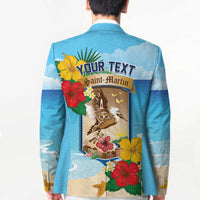 Personalized Collectivity of Saint Martin Blazer Hibiscus Flowers Tropical Beach - Wonder Print Shop
