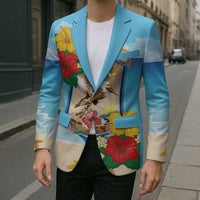 Personalized Collectivity of Saint Martin Blazer Hibiscus Flowers Tropical Beach - Wonder Print Shop