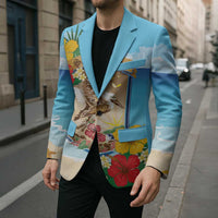 Personalized Collectivity of Saint Martin Blazer Hibiscus Flowers Tropical Beach - Wonder Print Shop