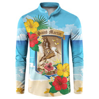 Personalized Collectivity of Saint Martin Button Sweatshirt Hibiscus Flowers Tropical Beach - Wonder Print Shop