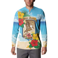 Personalized Collectivity of Saint Martin Button Sweatshirt Hibiscus Flowers Tropical Beach - Wonder Print Shop