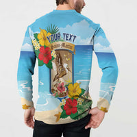 Personalized Collectivity of Saint Martin Button Sweatshirt Hibiscus Flowers Tropical Beach - Wonder Print Shop