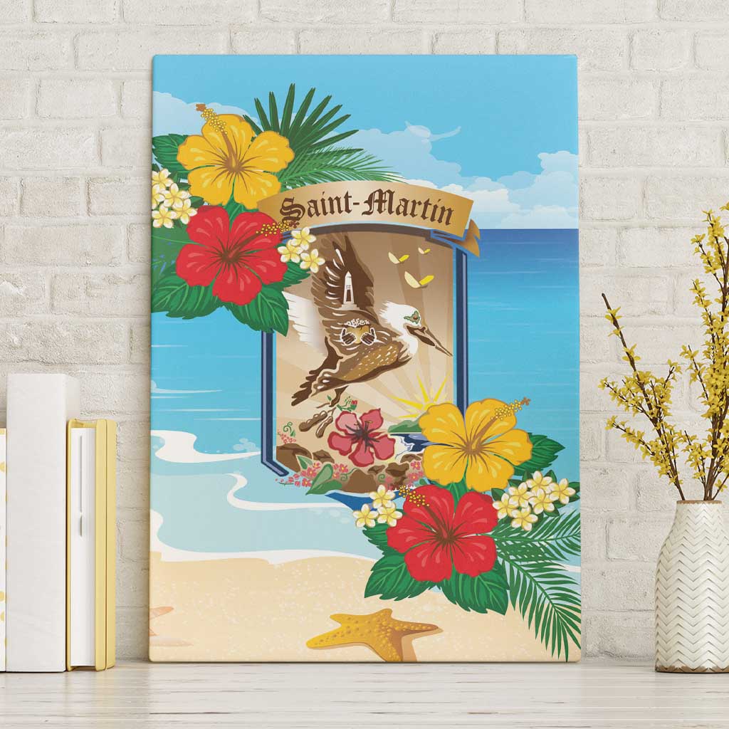 Collectivity of Saint Martin Canvas Wall Art Hibiscus Flowers Tropical Beach - Wonder Print Shop
