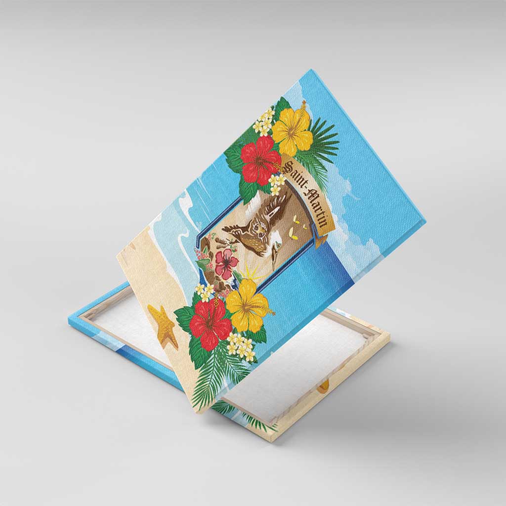 Collectivity of Saint Martin Canvas Wall Art Hibiscus Flowers Tropical Beach - Wonder Print Shop
