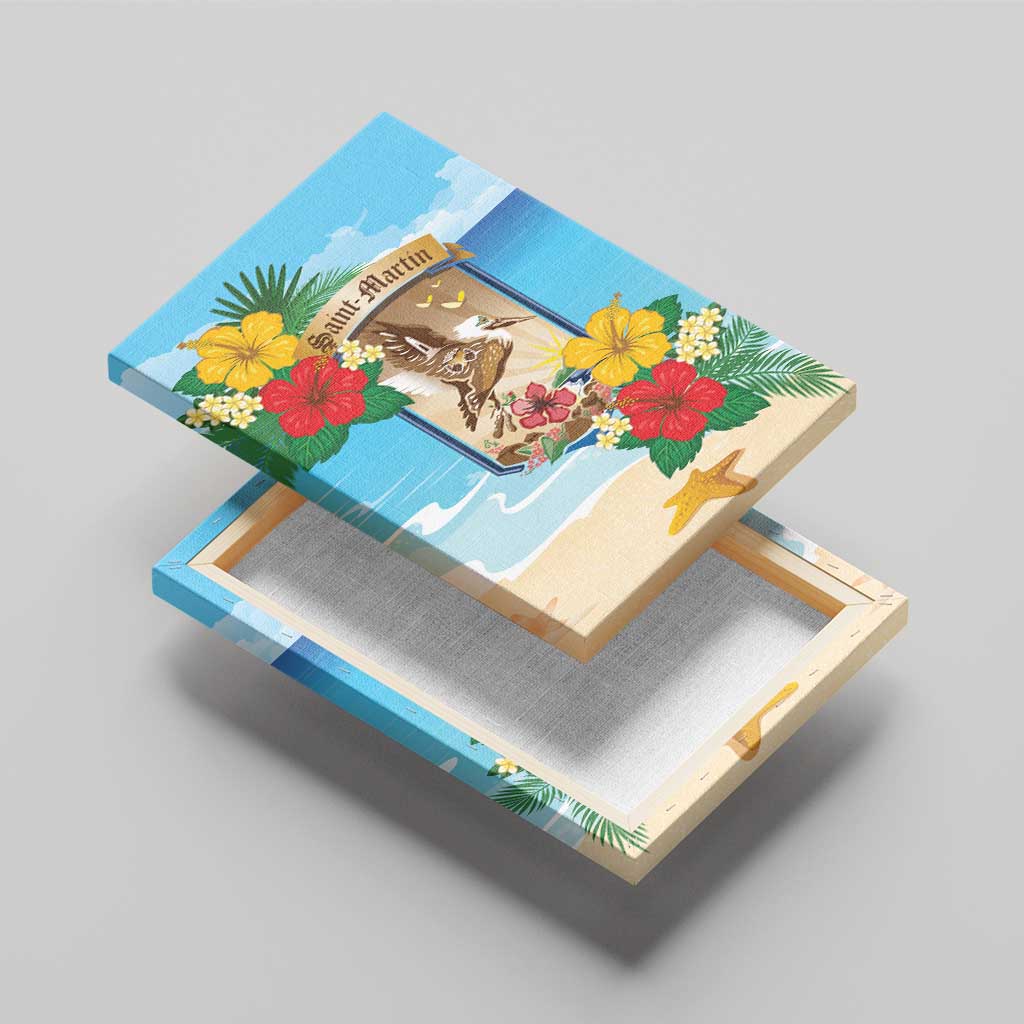 Collectivity of Saint Martin Canvas Wall Art Hibiscus Flowers Tropical Beach - Wonder Print Shop