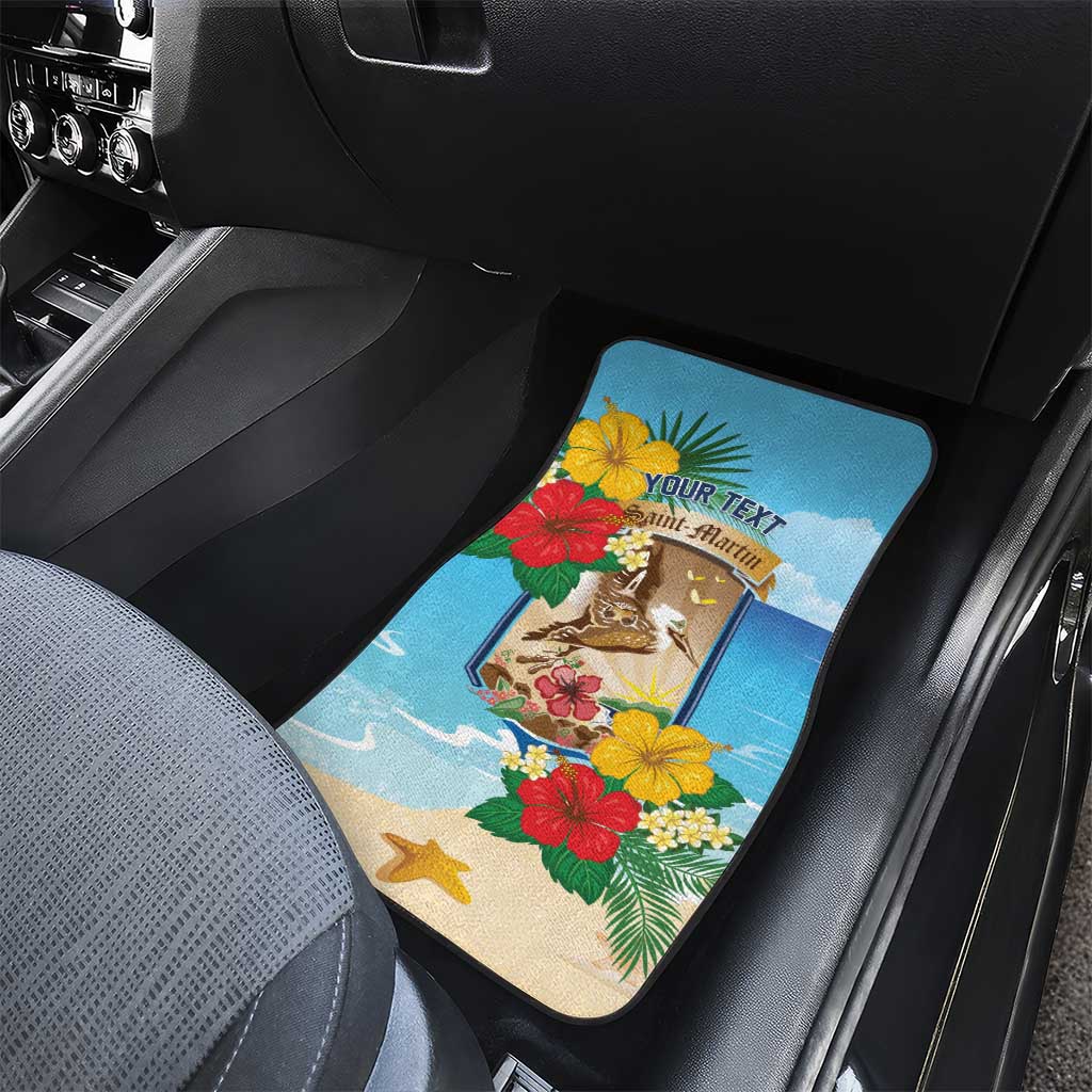 Personalized Collectivity of Saint Martin Car Mats Hibiscus Flowers Tropical Beach - Wonder Print Shop