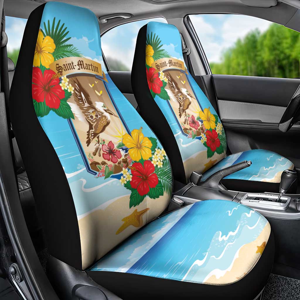 Collectivity of Saint Martin Car Seat Cover Hibiscus Flowers Tropical Beach - Wonder Print Shop