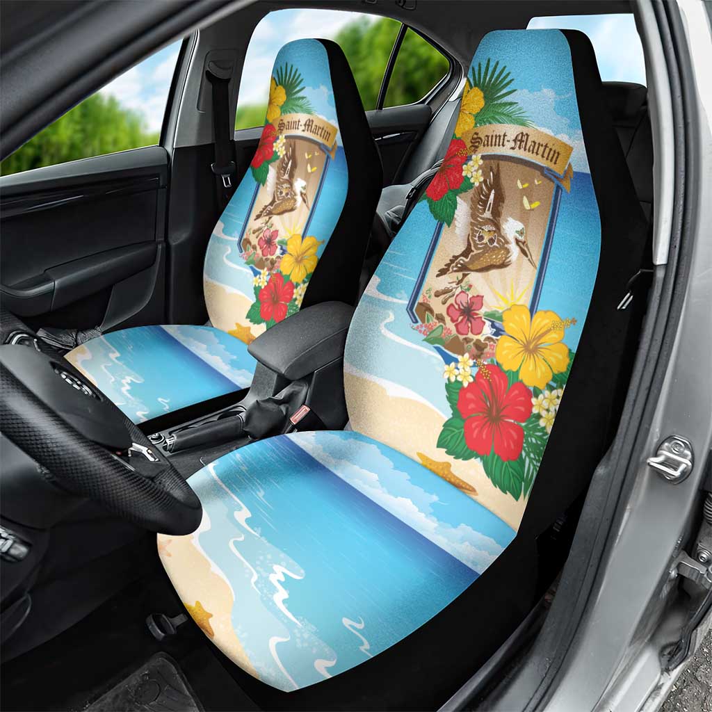 Collectivity of Saint Martin Car Seat Cover Hibiscus Flowers Tropical Beach - Wonder Print Shop