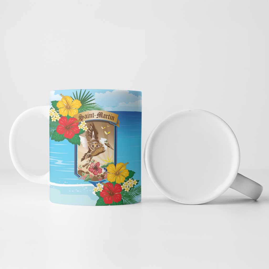 Personalized Collectivity of Saint Martin Ceramic Mug Hibiscus Flowers Tropical Beach - Wonder Print Shop
