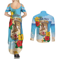 Personalized Collectivity of Saint Martin Couples Matching Summer Maxi Dress and Long Sleeve Button Shirt Hibiscus Flowers Tropical Beach - Wonder Print Shop