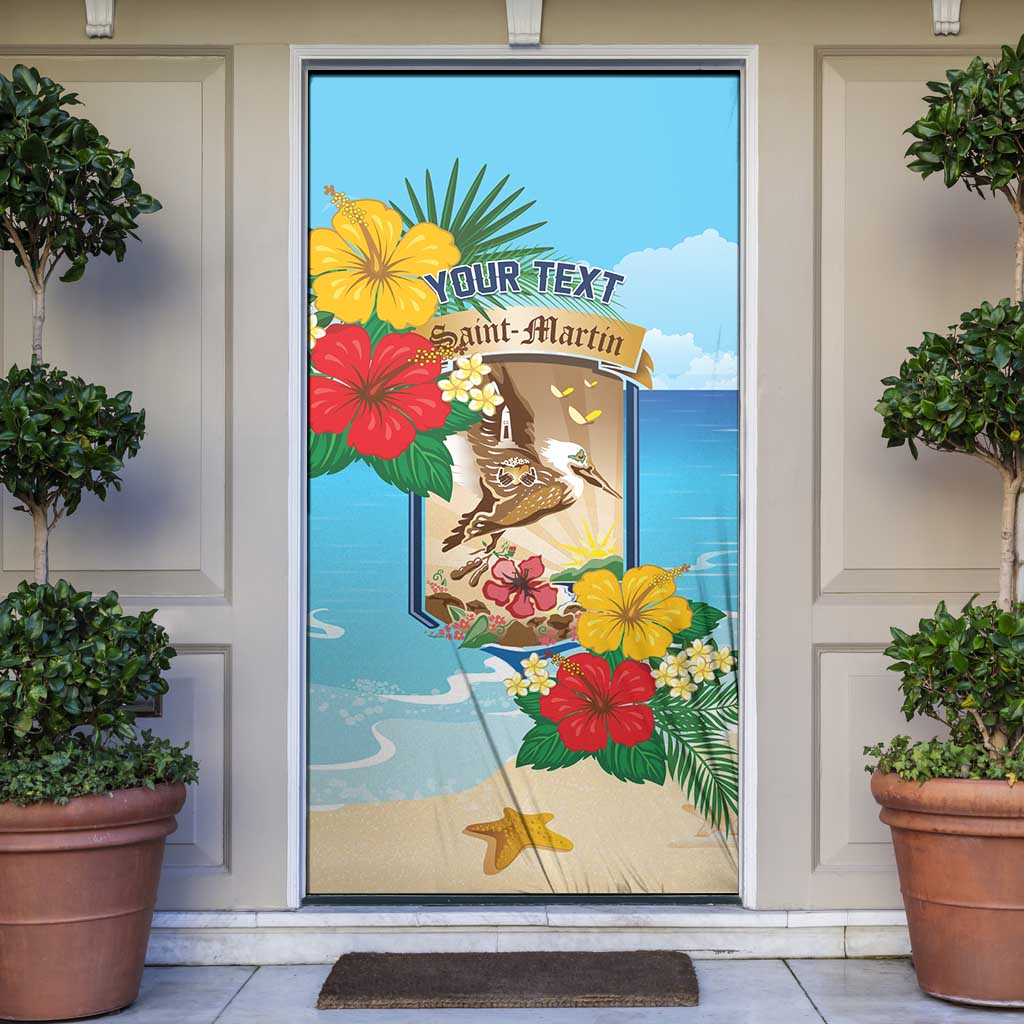 Personalized Collectivity of Saint Martin Door Cover Hibiscus Flowers Tropical Beach - Wonder Print Shop
