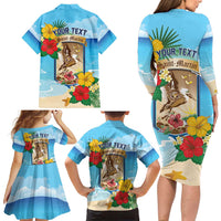 Personalized Collectivity of Saint Martin Family Matching Long Sleeve Bodycon Dress and Hawaiian Shirt Hibiscus Flowers Tropical Beach - Wonder Print Shop